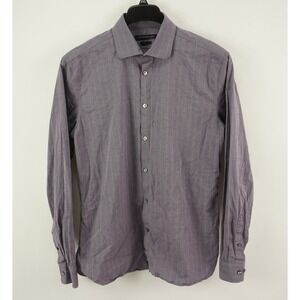 John Varvatos Men's 16 - 34/35 Slim Fit Purple Striped Cotton Spread Dress Shirt